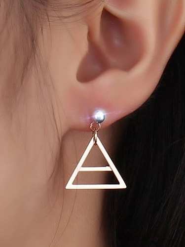 Elegant Rose Gold Plated Hollow Triangle Shaped Drop Earrings