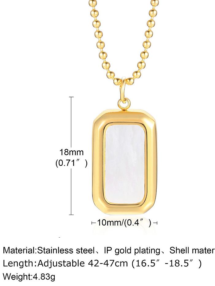 Titanium Steel Shell Rectangle Minimalist Necklace