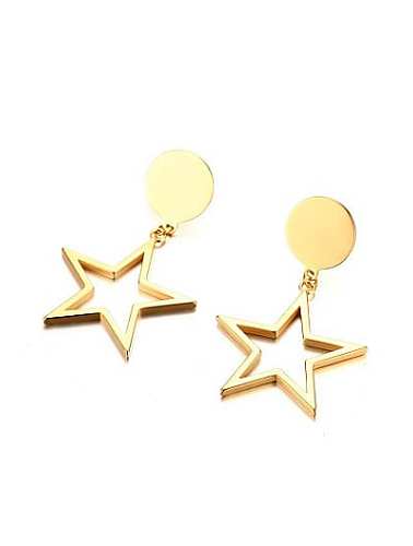 Elegant Gold Plated Star Shaped Titanium Drop Earrings