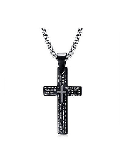 Exquisite Black Gun Plated Cross Shaped Titanium Pendant