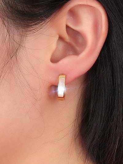 Exquisite Colorful Geometric Shaped Shell Titanium Clip Earrings