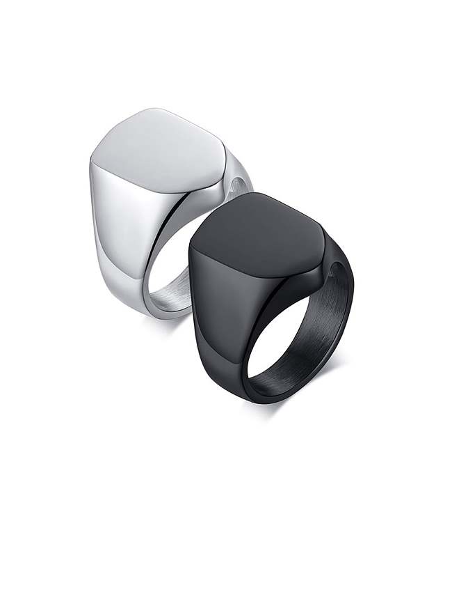 Stainless Steel With White Gold Plated Simplistic Smooth Geometric Band Rings