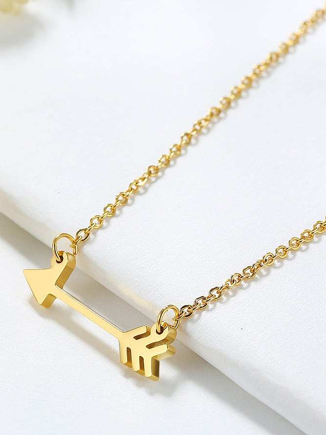 Temperament Gold Plated Arrow Shaped Titanium Necklace