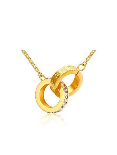 Collar de diamantes de imitación redondo doble chapado en oro de moda para mujer