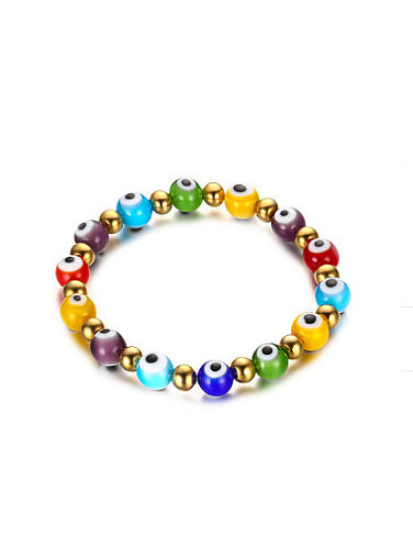 Bracelet en titane de perles de verre colorées en forme d'oeil de personnalité