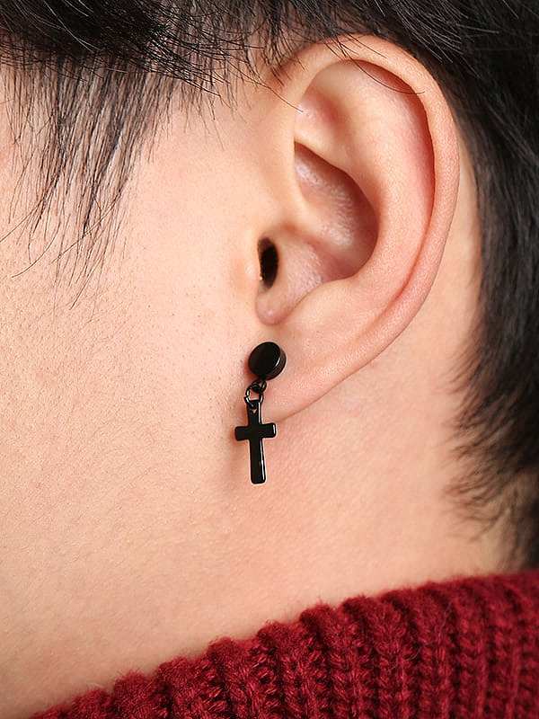 Edelstahl mit glatten, vereinfachten Kreuz-Ohrringen