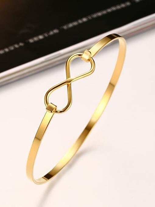 Exquisite Number Eight Shaped Gold Plated Titanium Bangle