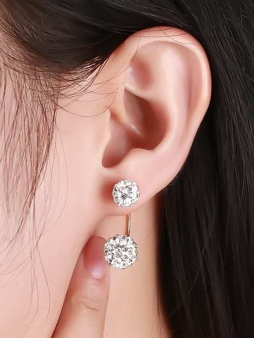 Exquisite Gold Plated Ball Shaped Rhinestone Stud Earrings