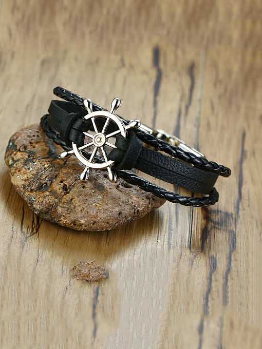 Stainless Steel With White Gold Plated Simplistic Hollow Rudder Bracelets
