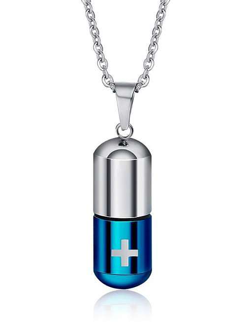 Titanium Steel Pill Perfume Bottle Pendant Pendant Necklace For Men