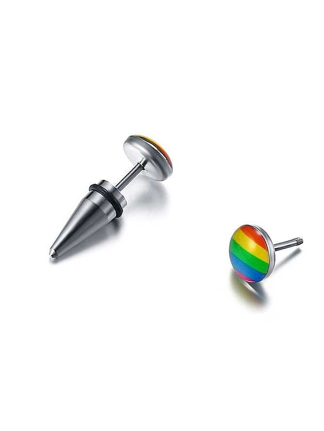 Boucles d'oreilles rondes minimalistes rondes en émail multicolore en acier au titane