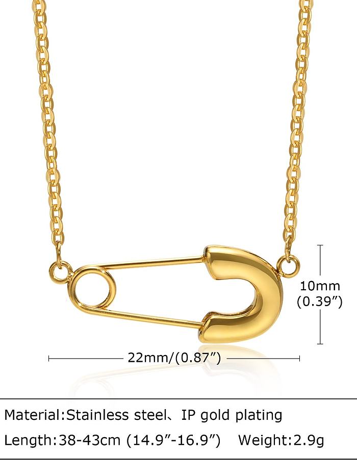 Stainless steel Cubic Zirconia Geometric Minimalist Pin Necklace