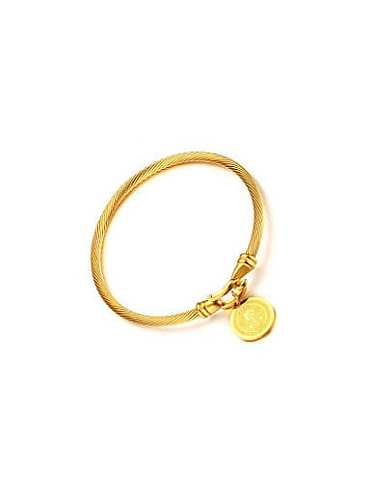 Bracelet tendance en titane de forme ronde plaqué or