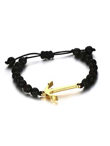 Pulsera de piedra negra chapada en oro de longitud ajustable