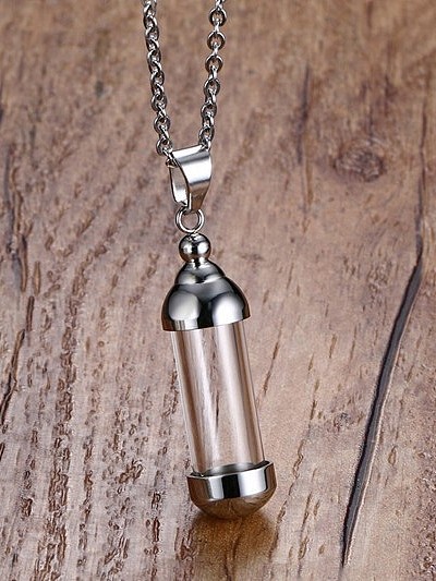 Women Temperament Perfume Bottle Lucite Titanium Pendant