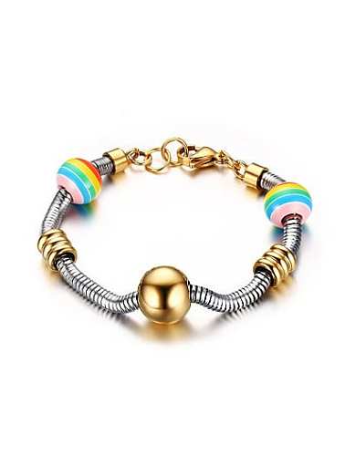 Bracelet en titane de perles colorées plaqué or exquis