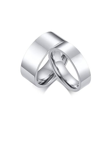 Anéis masculinos redondos simplistas de aço inoxidável com banho de platina