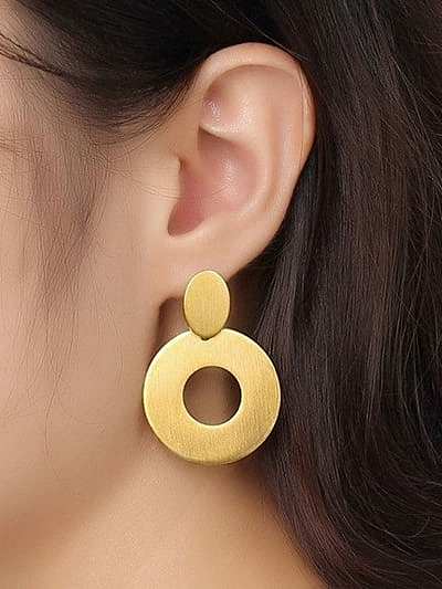 Trendy Matte Finished Round Shaped Titanium Drop Earrings