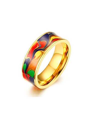 Fashionable Multi Color Gold Plated Glue Titanium Ring