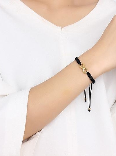 Adjustable Gold Plated Figure Eight Shaped Artificial Leather Bracelet