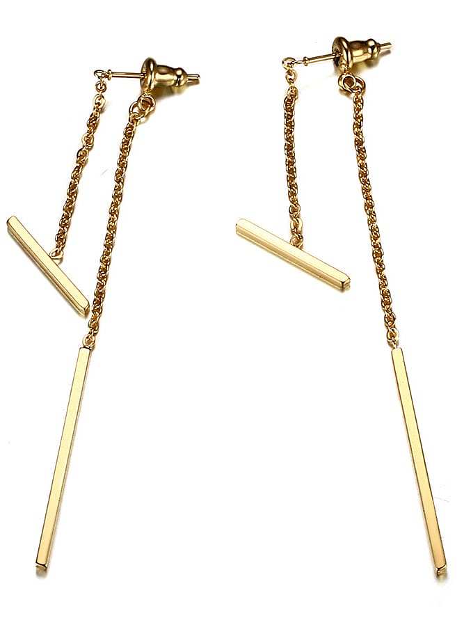All-match Stick Design Boucles d'oreilles pendantes en titane plaqué or