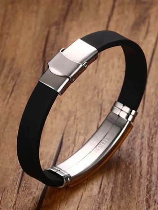 Fashionable Geometric Shaped Stainless Steel Silicone Bangle