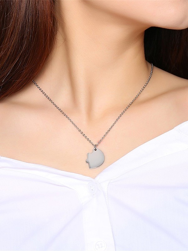 Stainless Steel With Platinum Plated Simplistic Puzzle Heart-Shaped Multi Strand Necklaces