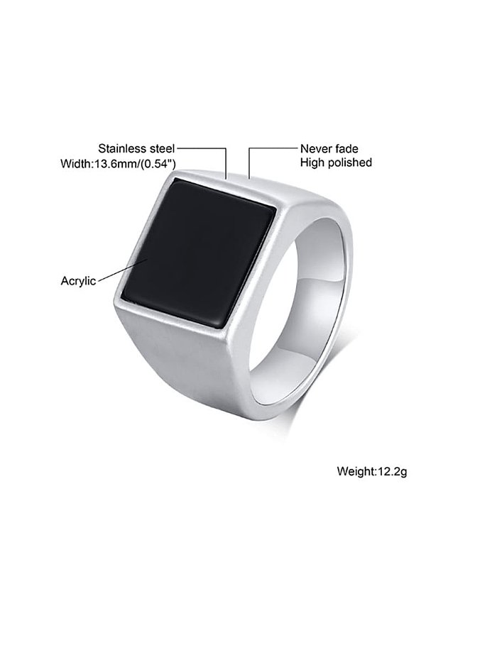 Stainless steel Acrylic Geometric Vintage Band Ring