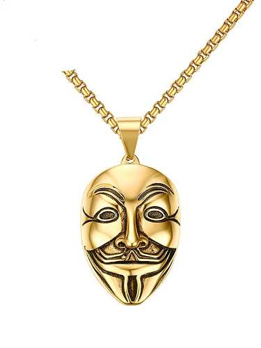 Stainless steel Irregular Vintage mask Pendant Necklace