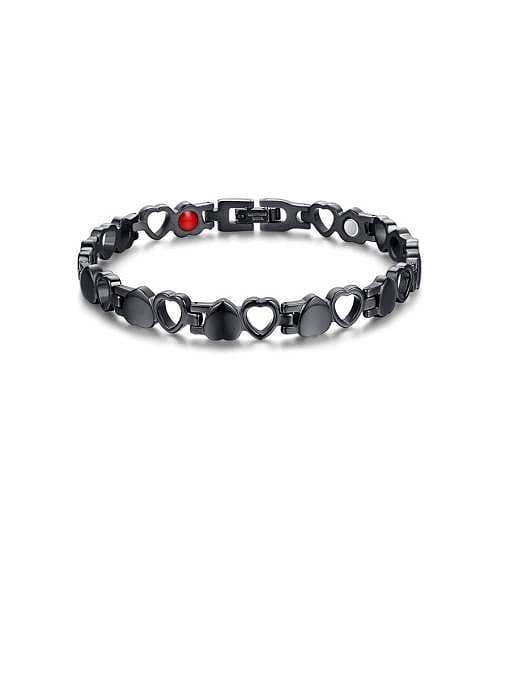 Stainless Steel With Gun Plated Simplistic Hollow Heart Bracelets