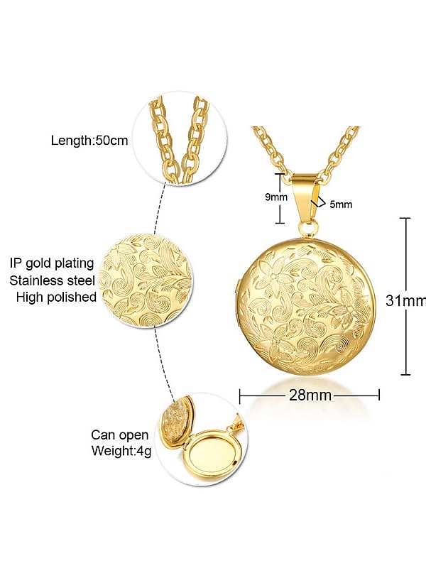 Stainless Steel With Gold Plated Simplistic Round Pattern Necklaces
