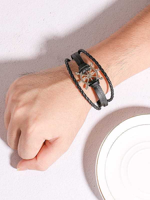 Stainless Steel With White Gold Plated Simplistic Hollow Rudder Bracelets