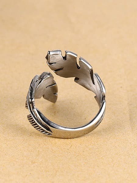 Stainless steel Feather Vintage Band Ring