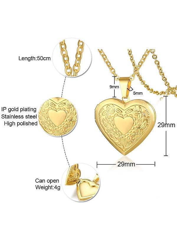 Stainless Steel With Gold Plated Simplistic Pattern Heart Necklaces
