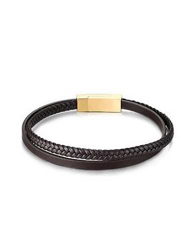 Bracelet en cuir artificiel plaqué or de haute qualité
