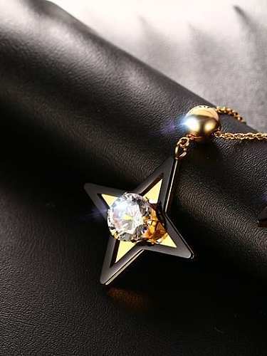 Fashionable Star Shaped Zircon Titanium Two Pieces Jewelry Set
