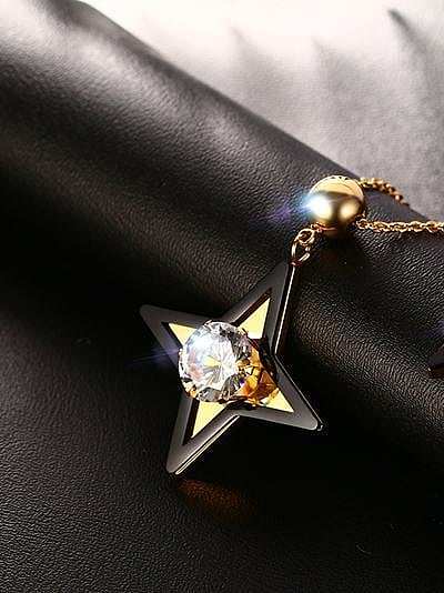 Ensemble de bijoux deux pièces en titane zircon en forme d'étoile à la mode