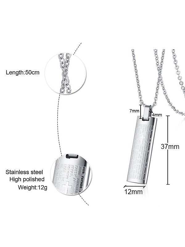 Collar minimalista con letras geométricas de acero titanio