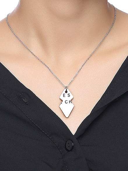 Titanium Steel Heart Minimalist Letter Penadant Necklace