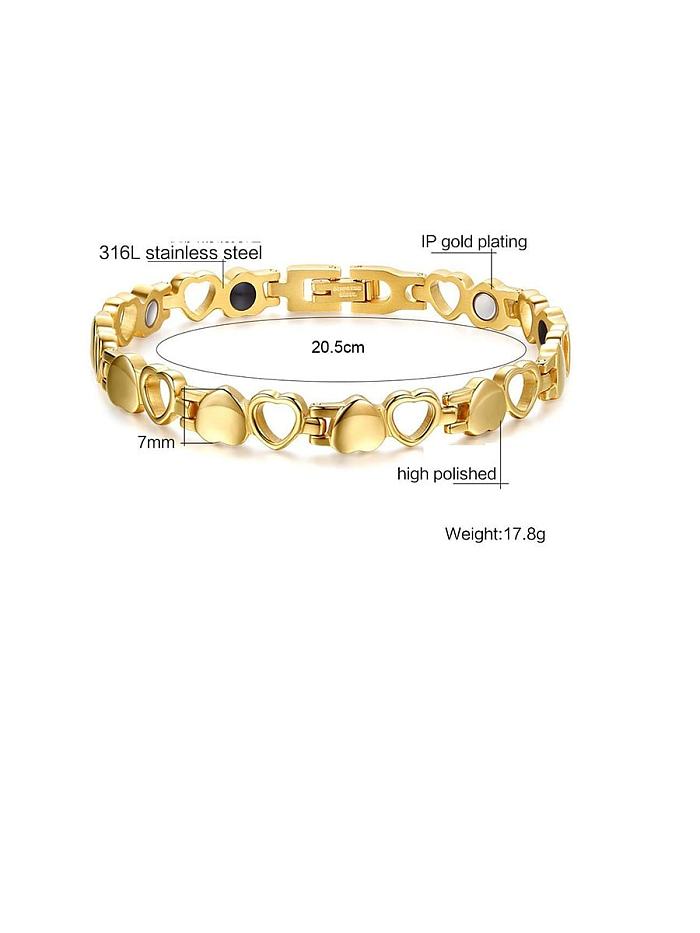 Stainless Steel With Gun Plated Simplistic Hollow Heart Bracelets