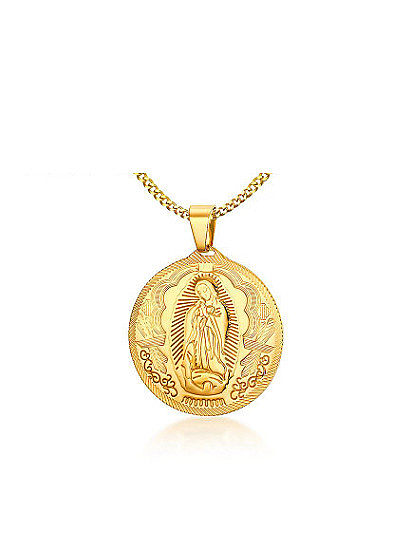 Luxury Gold Plated Round Shaped Stainless Steel Pendant