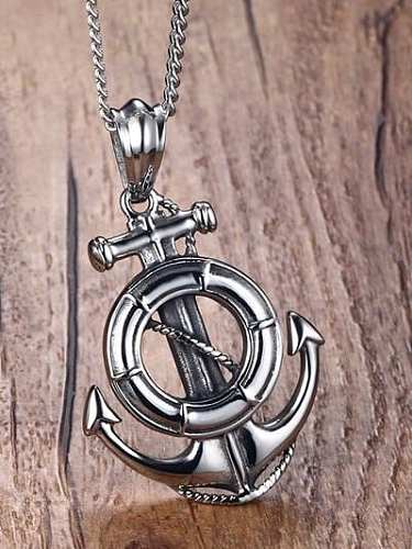 Men Creative Anchor Shaped Stainless Steel Pendant
