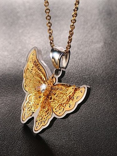 Trendy Gold Plated Butterfly Shaped Rhinestone Pendant