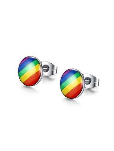Fashion Colorful Design Round Shaped Titanium Stud Earrings