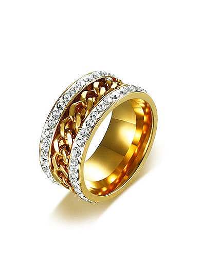 Trendy Gold Plated Geometric Rhinestone Ring