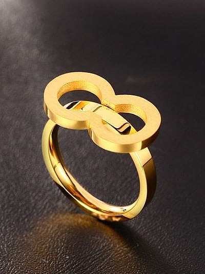 Exquisite Gold Plated Number Eight Shaped Titanium Ring
