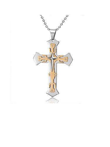 Collar religioso minimalista con cruz de titanio