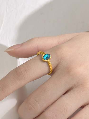 Stainless steel Glass Stone Geometric Hip Hop Band Ring