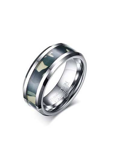Personality Camouflage Pattern Design Geometric Tungsten Ring