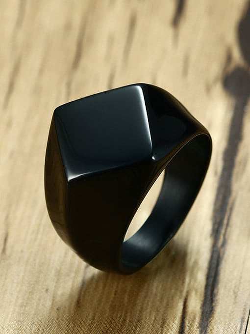 Personality Black Gun Plated Diamond Shaped Titanium Ring